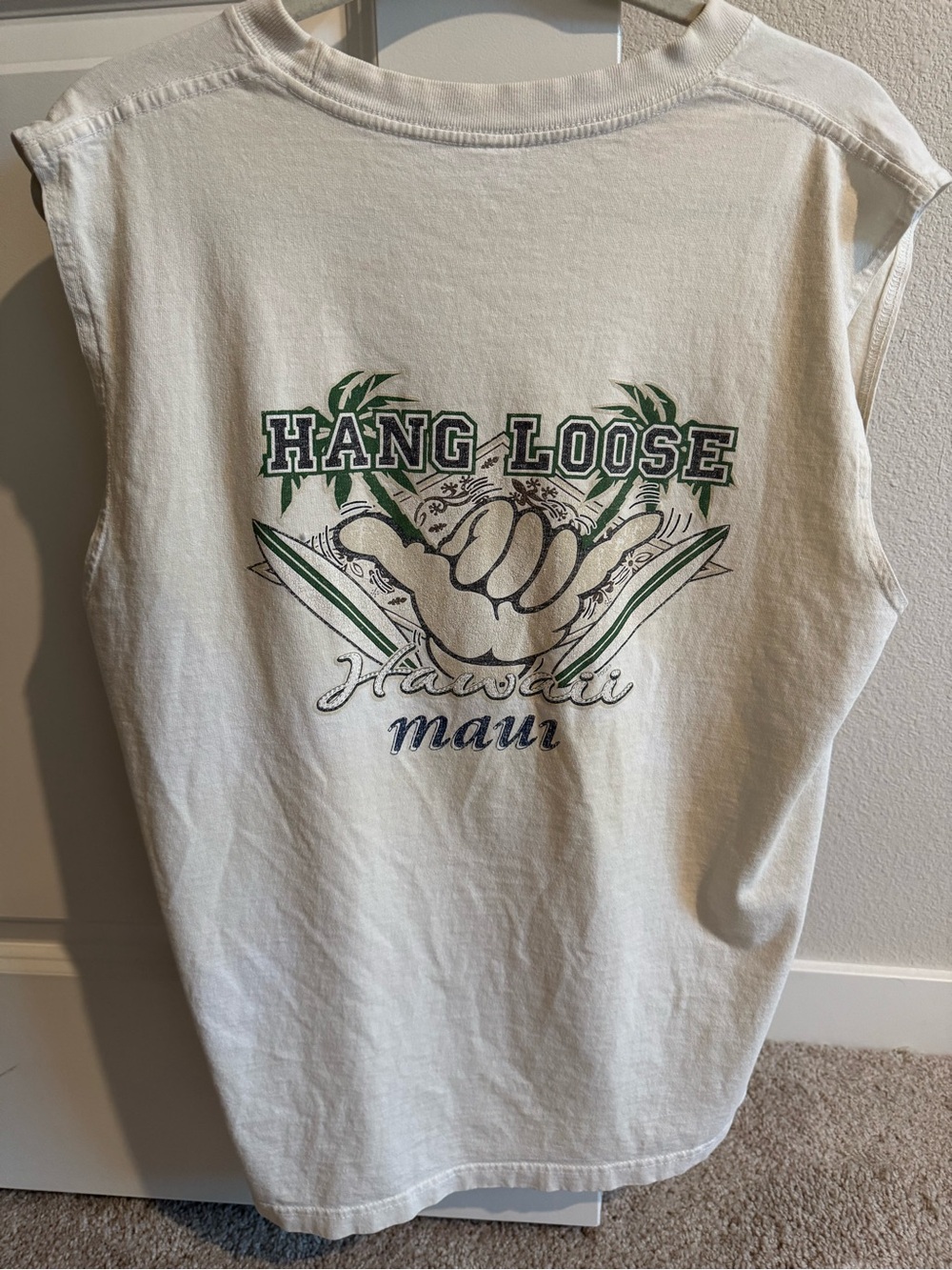 Hawaii Maui Muscle Tee - Cream & Green